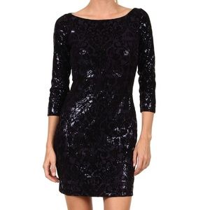 Just Cavalli Mini Dress Sequins Flock Velvet Purple Scoop Neck Women's Size 42